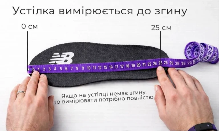 Як виміряти устілку кросівок до згину — KICKSY